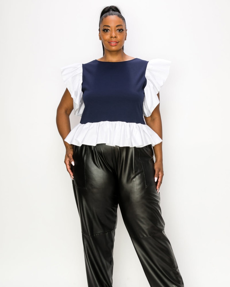 Navy peplum top shop
